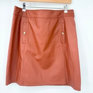 LOFT Faux Leather 16 Tall A-Line Mini Skirt Rust/Cognac 
Preppy Dark Academia